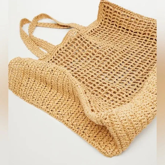 MANGO NWT Handmade Straw Large Tote Beach Bag - Picture 3 of 12